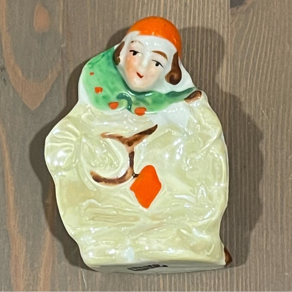 Vintage Lusterware Mini Ashtray Harlequin Clown Pierrot Trinket Dish Japan Made - Picture 1 of 6